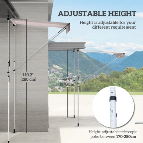 Outsunny 2x1.5m Manual Retractable Patio Awning Floor- To-ceiling Shade Beige 6 Outsunny 2x1.5m Manual Retractable Patio Awning Floor- To-ceiling Shade Beige - Image 4