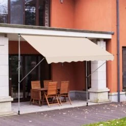 Outsunny 3x1.5m Manual Retractable Patio Awning Floor- To-ceiling Shade Beige -Outdoor Furniture Store 17859853 3
