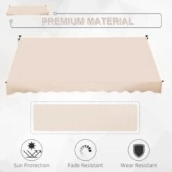 Outsunny 3x1.5m Manual Retractable Patio Awning Floor- To-ceiling Shade Beige -Outdoor Furniture Store 17859853 4