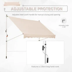 Outsunny 3x1.5m Manual Retractable Patio Awning Floor- To-ceiling Shade Beige -Outdoor Furniture Store 17859853 5