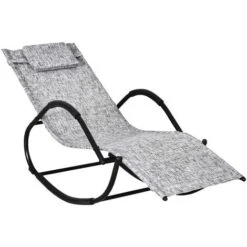 Outsunny Patio Rocking Lounge Chair Zero Gravity Chaise W/ Padded Pillow Grey