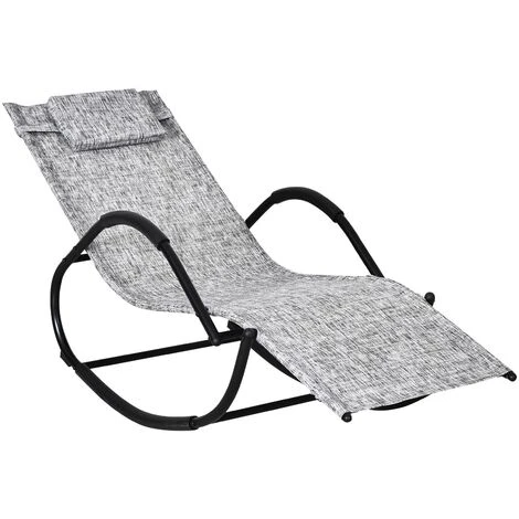 Outsunny Patio Rocking Lounge Chair Zero Gravity Chaise W/ Padded Pillow Grey 3 Outsunny Patio Rocking Lounge Chair Zero Gravity Chaise W/ Padded Pillow Grey