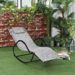Outsunny Patio Rocking Lounge Chair Zero Gravity Chaise W/ Padded Pillow Grey 9 Outsunny Patio Rocking Lounge Chair Zero Gravity Chaise W/ Padded Pillow Grey -Outdoor Furniture Store 17859957 3