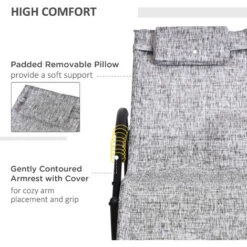 Outsunny Patio Rocking Lounge Chair Zero Gravity Chaise W/ Padded Pillow Grey 10 Outsunny Patio Rocking Lounge Chair Zero Gravity Chaise W/ Padded Pillow Grey -Outdoor Furniture Store 17859957 4