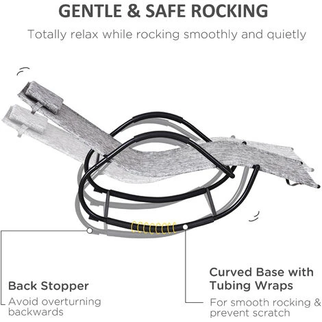 Outsunny Patio Rocking Lounge Chair Zero Gravity Chaise W/ Padded Pillow Grey 7 Outsunny Patio Rocking Lounge Chair Zero Gravity Chaise W/ Padded Pillow Grey - Image 5