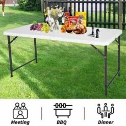 KMS WestWood 4 FT Plastic Folding Table