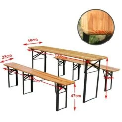 KMS BIRCHTREE Wooden Folding Beer Table Bench Set Trestle -Outdoor Furniture Store 18019647 3