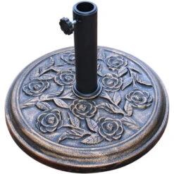 Greenbay 12kg Cement Concrete Round Parasol Base Umbrella Stand Weights Garden Outdoor Accessories Rose Pattern Cast Iron Effect