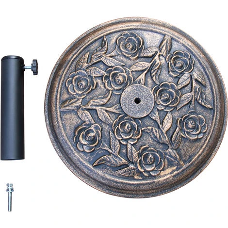 Greenbay 12kg Cement Concrete Round Parasol Base Umbrella Stand Weights Garden Outdoor Accessories Rose Pattern Cast Iron Effect 4 Greenbay 12kg Cement Concrete Round Parasol Base Umbrella Stand Weights Garden Outdoor Accessories Rose Pattern Cast Iron Effect - Image 2