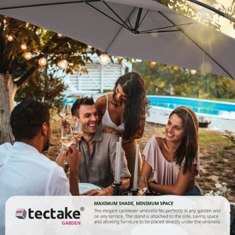 Cantilever Garden Parasol Umbrella 350 Cm - Garden Parasol, Overhanging Parasol, Banana Parasol - Grey 5 Cantilever Garden Parasol Umbrella 350 Cm - Garden Parasol, Overhanging Parasol, Banana Parasol - Grey - Image 3