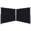 Outsunny Retractable Double Side Awning Screen Fence Privacy Black