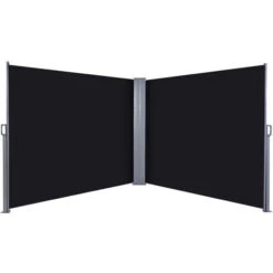 Outsunny Retractable Double Side Awning Screen Fence Privacy Black
