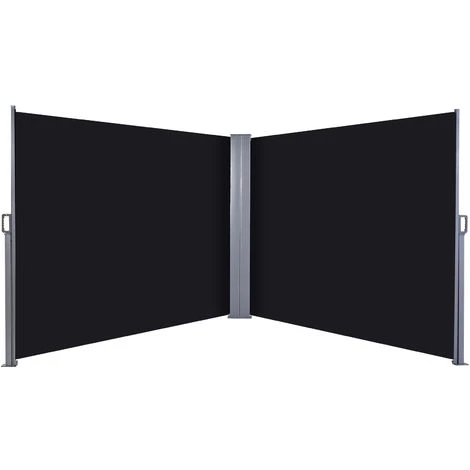Outsunny Retractable Double Side Awning Screen Fence Privacy Black 3 Outsunny Retractable Double Side Awning Screen Fence Privacy Black