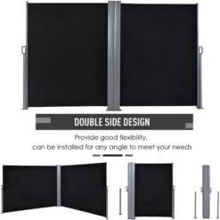 Outsunny Retractable Double Side Awning Screen Fence Privacy Black 10 Outsunny Retractable Double Side Awning Screen Fence Privacy Black -Outdoor Furniture Store 18176020 4