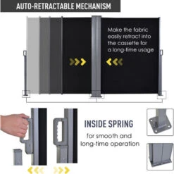 Outsunny Retractable Double Side Awning Screen Fence Privacy Black 11 Outsunny Retractable Double Side Awning Screen Fence Privacy Black -Outdoor Furniture Store 18176020 5