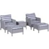 Outsunny 5 Pieces Outdoor Patio Furniture Set Wicker Conversation Set Grey And White -Outdoor Furniture Store 18176039 1