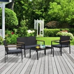 Outsunny 4-Piece Cushioned Outdoor Rattan Wicker Chair And Loveseat Furniture 9 Outsunny 4-Piece Cushioned Outdoor Rattan Wicker Chair And Loveseat Furniture -Outdoor Furniture Store 18176042 3
