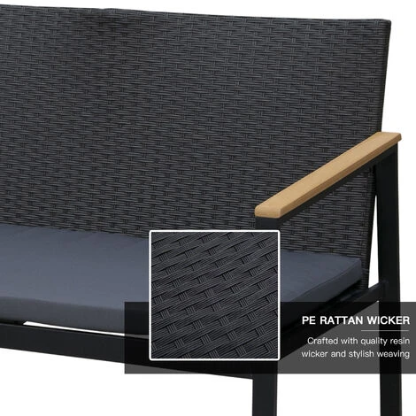 Outsunny 4-Piece Cushioned Outdoor Rattan Wicker Chair And Loveseat Furniture 7 Outsunny 4-Piece Cushioned Outdoor Rattan Wicker Chair And Loveseat Furniture - Image 5