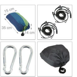 Relaxdays Hammock, XXL Hanging Mat For 2 Adults, Portable, In- & Outdoor, Made Of Cotton, 150x272 Cm, Blue-Green -Outdoor Furniture Store 18265471 5