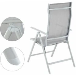 Songmics Set Of 4 Folding Garden Chairs, Outdoor Chairs With Durable Aluminum Structure, 8-Angle Reclining Backrest, Max. Capacity 150 Kg, Grey GCB30GY -Outdoor Furniture Store 18302147 4