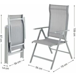 Songmics Set Of 4 Folding Garden Chairs, Outdoor Chairs With Durable Aluminum Structure, 8-Angle Reclining Backrest, Max. Capacity 150 Kg, Grey GCB30GY -Outdoor Furniture Store 18302147 5