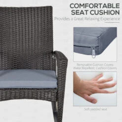 Outsunny Garden Rattan Rocking Chair, Bistro Recliner Furniture Seater Grey -Outdoor Furniture Store 18373667 5