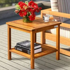Casaria Garden Side Table Washington Made Of Solid Acacia Wood 45x45x45cm Indoor Outdoor Tea Table Balcony Wooden Flower Stool 9 Casaria Garden Side Table Washington Made Of Solid Acacia Wood 45x45x45cm Indoor Outdoor Tea Table Balcony Wooden Flower Stool -Outdoor Furniture Store 18381397 3