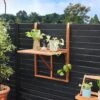 Wooden Hanging Balcony Table Shelf Folding Railing Terrace Patio Garden Outdoor