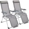 2x High Chair Aluminium Recliner Garden Patio Folding Chair Set -Outdoor Furniture Store 18456704 1
