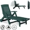 Sun Lounger Zircone Plastic Castors Adjustable Back Foldable Garden Patio Sun Bed Recliner Green -Outdoor Furniture Store 18456774 1