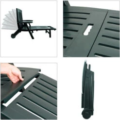 Sun Lounger Zircone Plastic Castors Adjustable Back Foldable Garden Patio Sun Bed Recliner Green -Outdoor Furniture Store 18456774 5