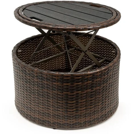 CASARIA® Poly Rattan Sun Island Day Bed Ø185cm Telescopic Canopy Table 3 Pillows Brown 5 CASARIA® Poly Rattan Sun Island Day Bed Ø185cm Telescopic Canopy Table 3 Pillows Brown - Image 3