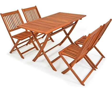 Sydney Wooden Garden Dining Table And Chairs Set 4 Seater FSC®-Certified Acacia Wood 5pcs 4 Chairs 1 Table Foldable Wood Patio Outdoor Furniture 4 Sydney Wooden Garden Dining Table And Chairs Set 4 Seater FSC®-Certified Acacia Wood 5pcs 4 Chairs 1 Table Foldable Wood Patio Outdoor Furniture - Image 2