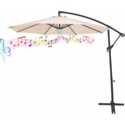 3 Meter Bluetooth Garden Banana Parasol - Cream