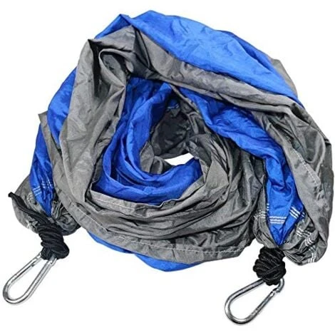 Nylon Swinging Hammock Double Person Outdoor Camping Tent Travel Hanging Bed - Blue And Grey 6 Nylon Swinging Hammock Double Person Outdoor Camping Tent Travel Hanging Bed - Blue And Grey - Image 4