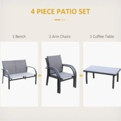 Outsunny 4pcs Patio Furniture Set Garden Sofa Glass Top Coffee Table Chairs -Outdoor Furniture Store 18709893 4