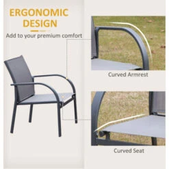 Outsunny 4pcs Patio Furniture Set Garden Sofa Glass Top Coffee Table Chairs -Outdoor Furniture Store 18709893 5