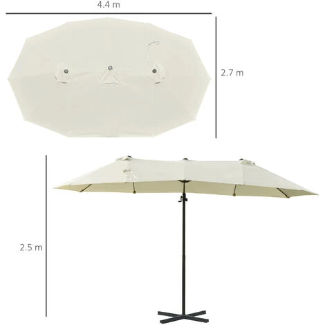 Outsunny Double Canopy Offset Parasol Umbrella Garden Shade Steel Canopy Beige 4 Outsunny Double Canopy Offset Parasol Umbrella Garden Shade Steel Canopy Beige - Image 2