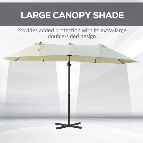 Outsunny Double Canopy Offset Parasol Umbrella Garden Shade Steel Canopy Beige 6 Outsunny Double Canopy Offset Parasol Umbrella Garden Shade Steel Canopy Beige - Image 4