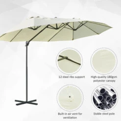 Outsunny Double Canopy Offset Parasol Umbrella Garden Shade Steel Canopy Beige 11 Outsunny Double Canopy Offset Parasol Umbrella Garden Shade Steel Canopy Beige -Outdoor Furniture Store 18709898 5