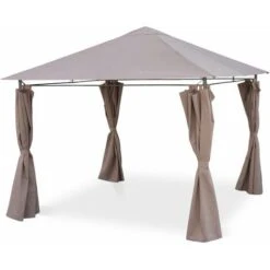 Heavy Duty 3x3m Gazebo With Curtains - Garden Tent With Curtains - Elusa - Beige-brown