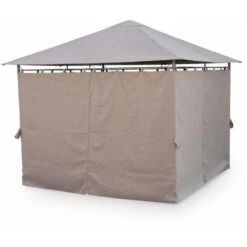 Heavy Duty 3x3m Gazebo With Curtains - Garden Tent With Curtains - Elusa - Beige-brown -Outdoor Furniture Store 18709956 3