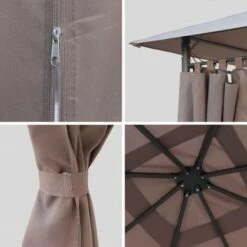 Heavy Duty 3x3m Gazebo With Curtains - Garden Tent With Curtains - Elusa - Beige-brown -Outdoor Furniture Store 18709956 4