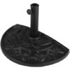Deuba Half-Round Semi Circle Parasol Base Stand Holder 9 KG Weight Fits Up To 5cm Pole Flower Design Sturdy & Heavy Duty Weatherproof Black -Outdoor Furniture Store 18747205 1