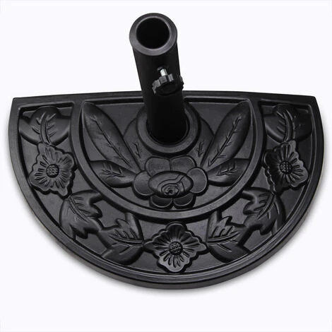 Deuba Half-Round Semi Circle Parasol Base Stand Holder 9 KG Weight Fits Up To 5cm Pole Flower Design Sturdy & Heavy Duty Weatherproof Black 5 Deuba Half-Round Semi Circle Parasol Base Stand Holder 9 KG Weight Fits Up To 5cm Pole Flower Design Sturdy & Heavy Duty Weatherproof Black - Image 3