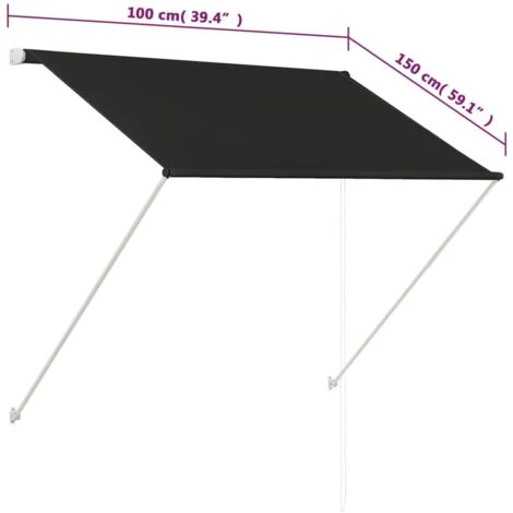 Retractable Awning 100x150 Cm Anthracite VidaXL 5 Retractable Awning 100x150 Cm Anthracite VidaXL - Image 3