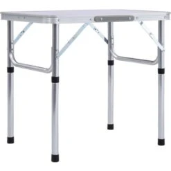 Folding Camping Table White Aluminium 60x45 Cm VidaXL
