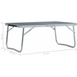 Folding Camping Table Grey Aluminium 60x40 Cm VidaXL -Outdoor Furniture Store 18804635 3