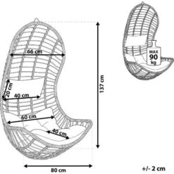 Boho Rattan Hanging Chair Without Stand Indoor-Outdoor Wicker Curved Grey Pineto 9 Boho Rattan Hanging Chair Without Stand Indoor-Outdoor Wicker Curved Grey Pineto -Outdoor Furniture Store 18827668 3