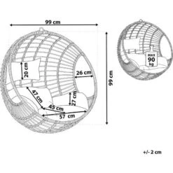 Boho Beige Rattan Hanging Chair Without Stand Indoor-Outdoor Wicker Round Aspio -Outdoor Furniture Store 18827673 3 1